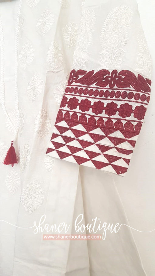 White with red embroidery kurta (UB-K-06) - Image 4