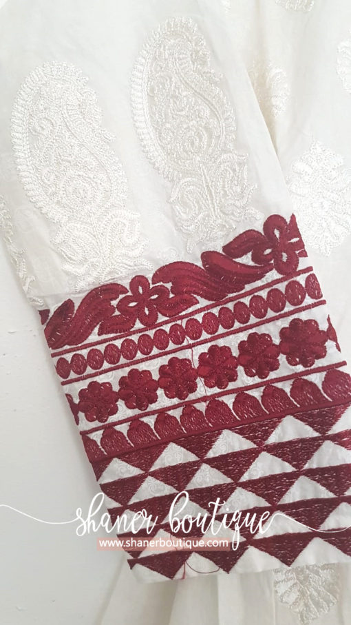 White with red embroidery kurta (UB-K-06) - Image 5