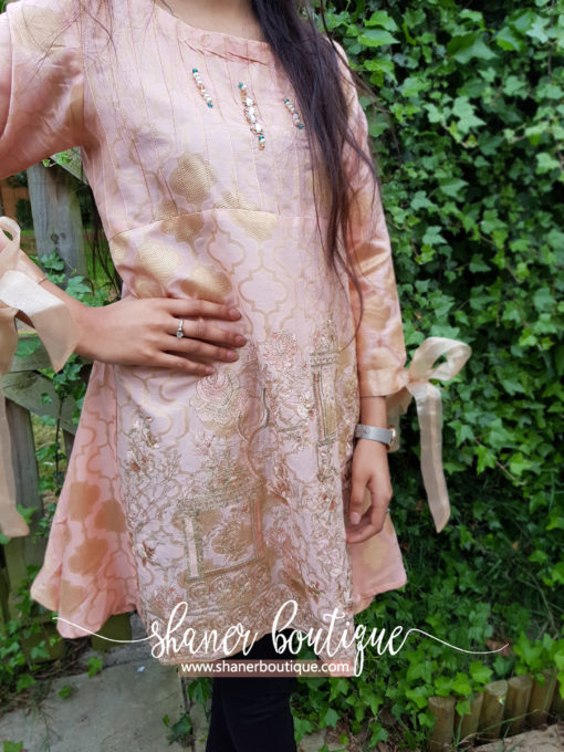 Beautiful Pink Kurta with bow arms (UB-K-08) - Image 12