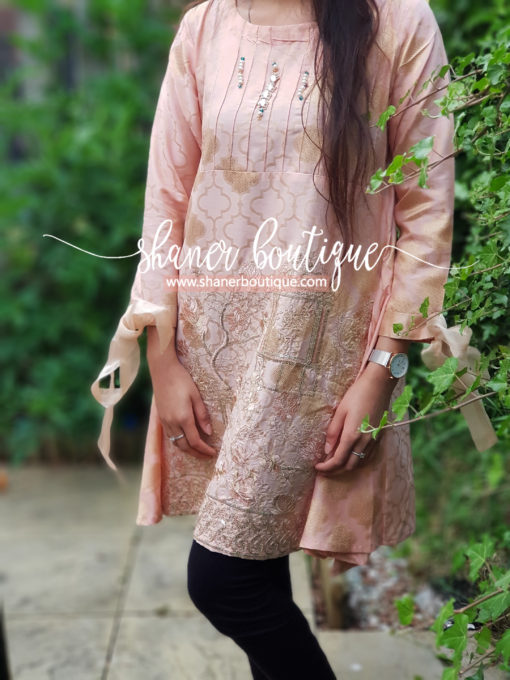 Beautiful Pink Kurta with bow arms (UB-K-08) - Image 9