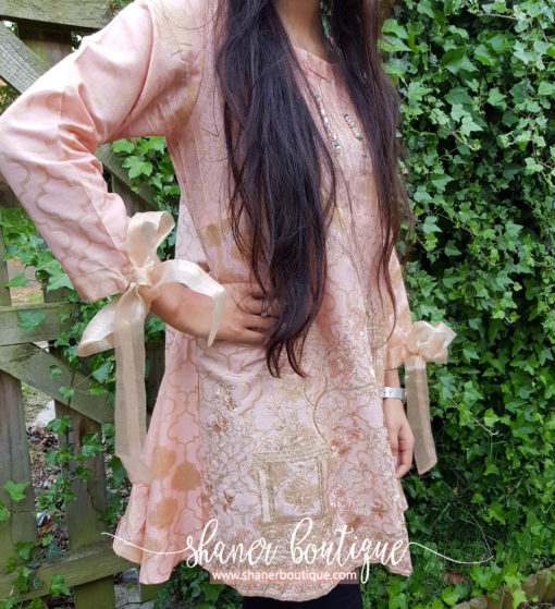 Beautiful Pink Kurta with bow arms (UB-K-08) - Image 3