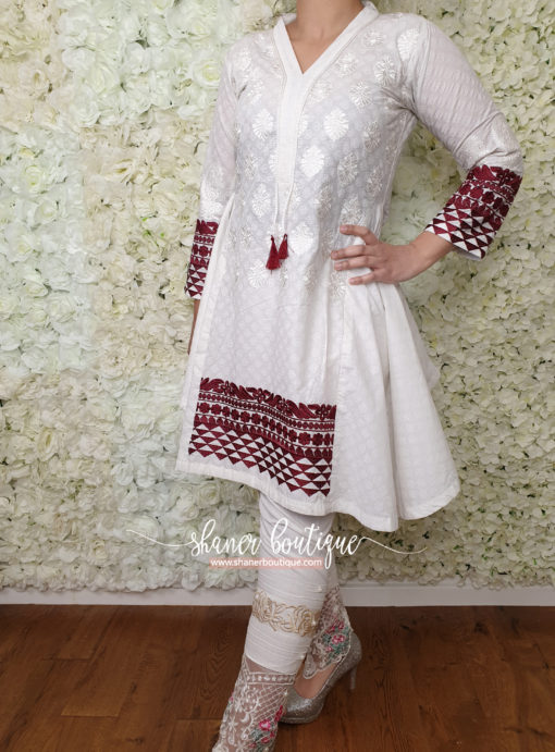 White with red embroidery kurta (UB-K-06) - Image 12