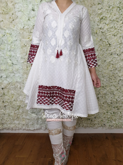 White with red embroidery kurta (UB-K-06) - Image 11