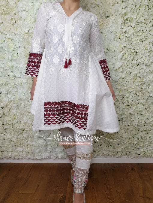 White with red embroidery kurta (UB-K-06) - Image 8