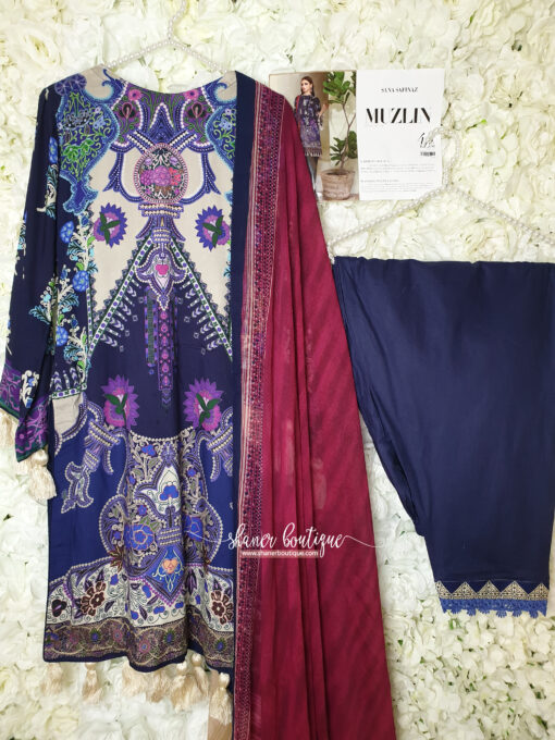 Sana Safinaz 3pc suit (4A Winter Muzlin 19) - Image 6