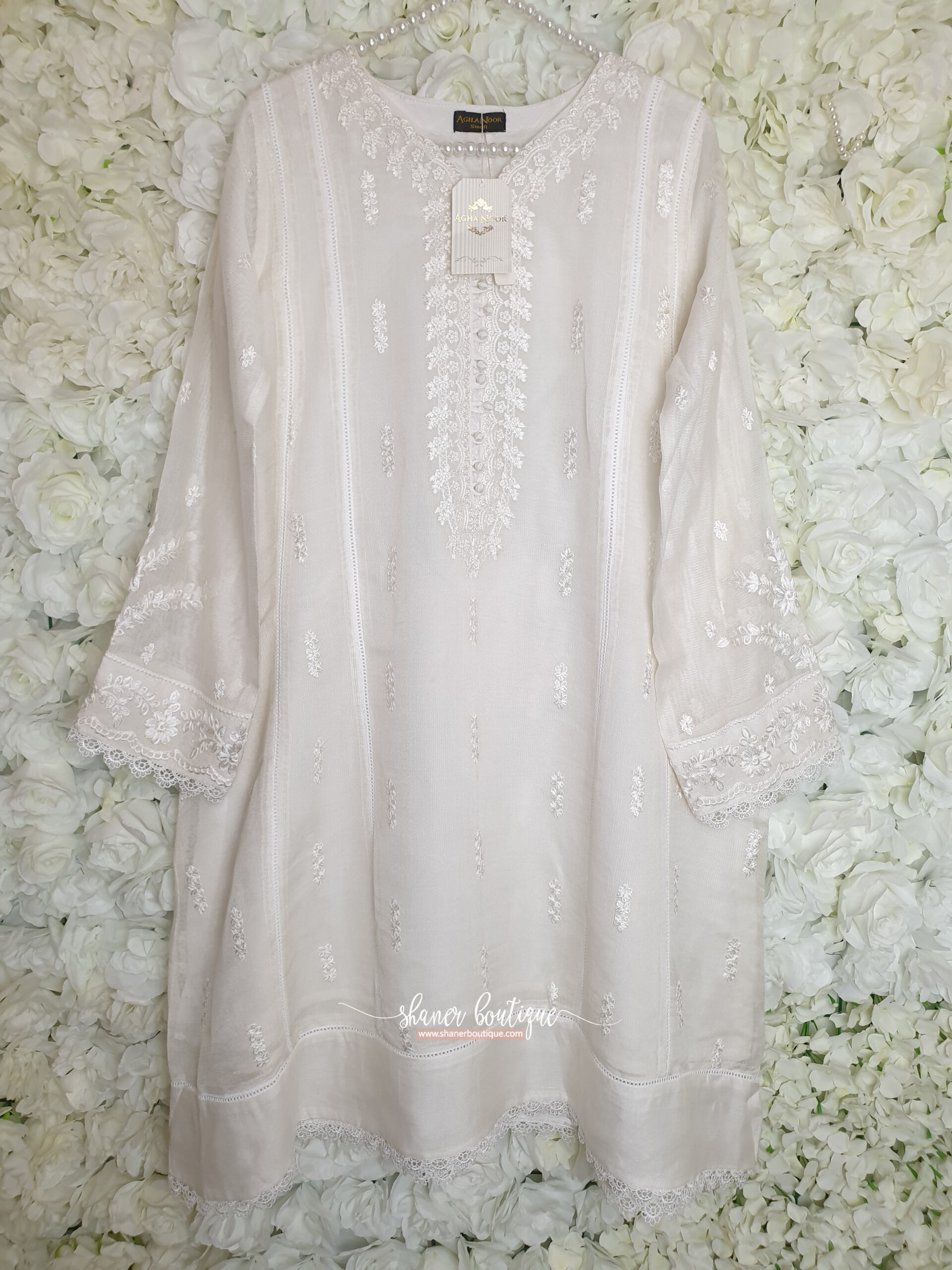 PURE COTTON NET EMBROIDERED SHIRT AND PANTS S106013 | Agha Noor Official