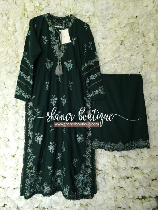 Zaib pret 3pc suit (Emerald Green) - Image 3