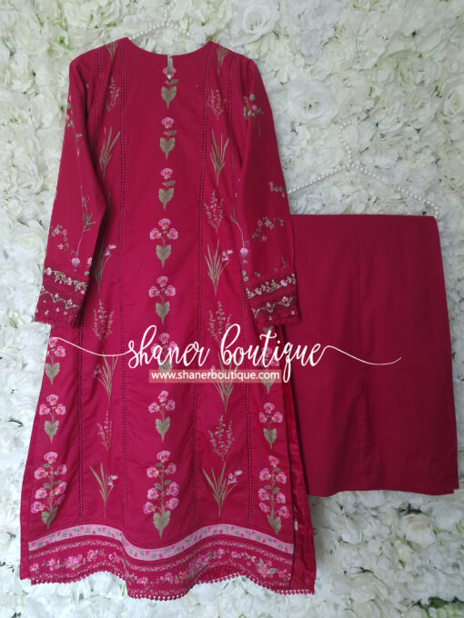 Crimson Luxury lawn 3pc suit Once Upon A Flower - D9 A (CR-11) - Image 4