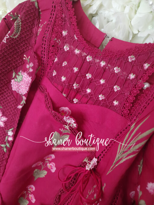 Crimson Luxury lawn 3pc suit Once Upon A Flower - D9 A (CR-11) - Image 9