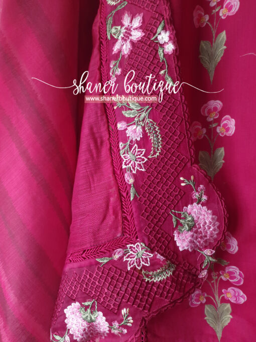 Crimson Luxury lawn 3pc suit Once Upon A Flower - D9 A (CR-11) - Image 6