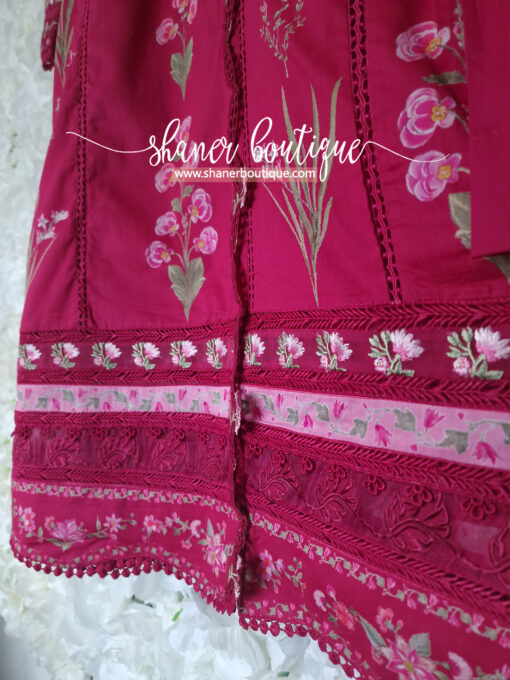 Crimson Luxury lawn 3pc suit Once Upon A Flower - D9 A (CR-11) - Image 5