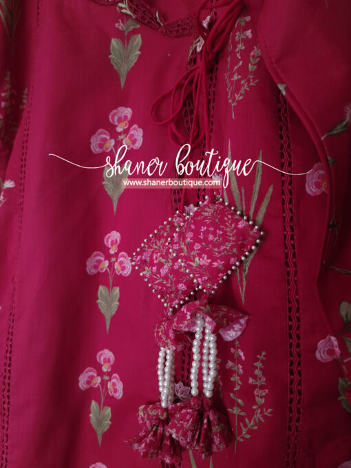 Crimson Luxury lawn 3pc suit Once Upon A Flower - D9 A (CR-11) - Image 7