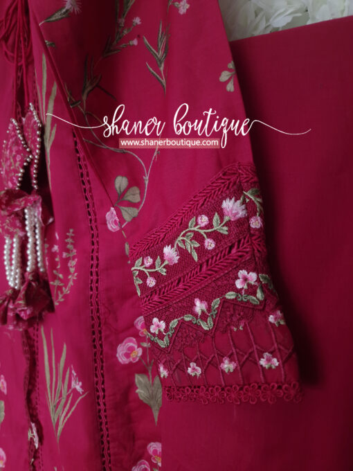 Crimson Luxury lawn 3pc suit Once Upon A Flower - D9 A (CR-11) - Image 8