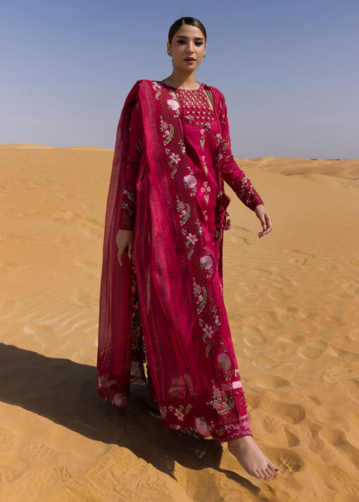Crimson Luxury lawn 3pc suit Once Upon A Flower - D9 A (CR-11) - Image 14