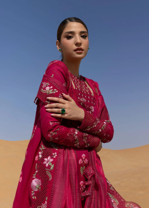 Crimson Luxury lawn 3pc suit Once Upon A Flower - D9 A (CR-11) - Image 15
