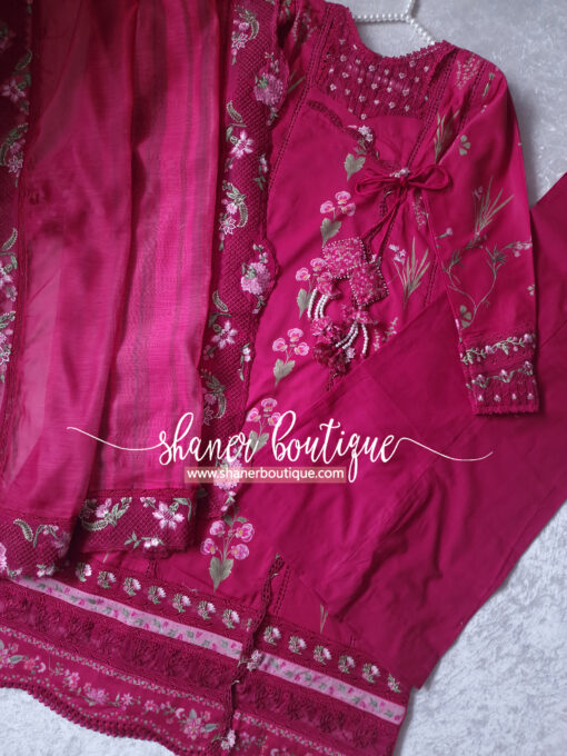 Crimson Luxury lawn 3pc suit Once Upon A Flower - D9 A (CR-11) - Image 10