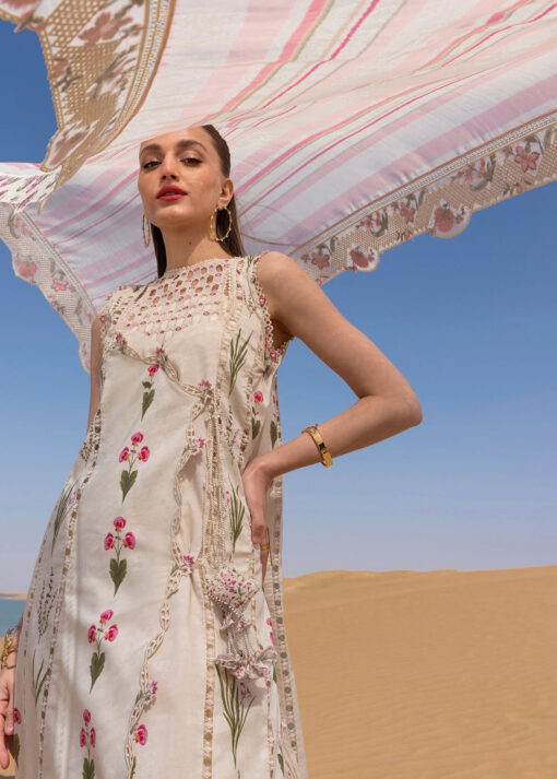 Crimson Luxury lawn 3pc suit Once Upon A Flower - D9 B (CR-12) - Image 9