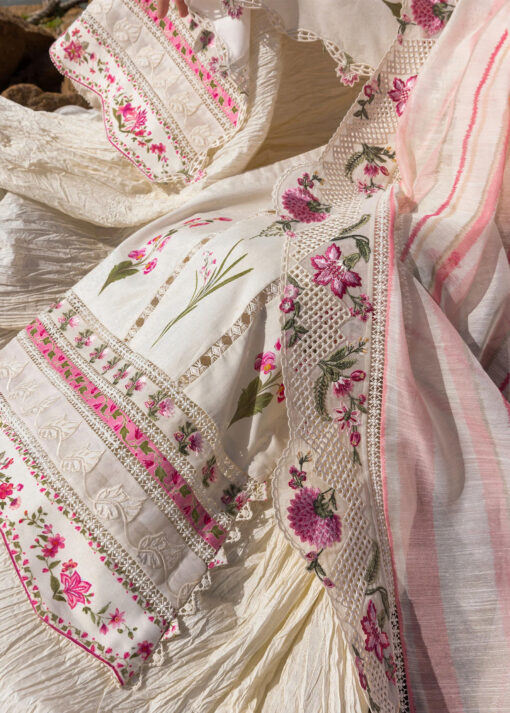 Crimson Luxury lawn 3pc suit Once Upon A Flower - D9 B (CR-12) - Image 8