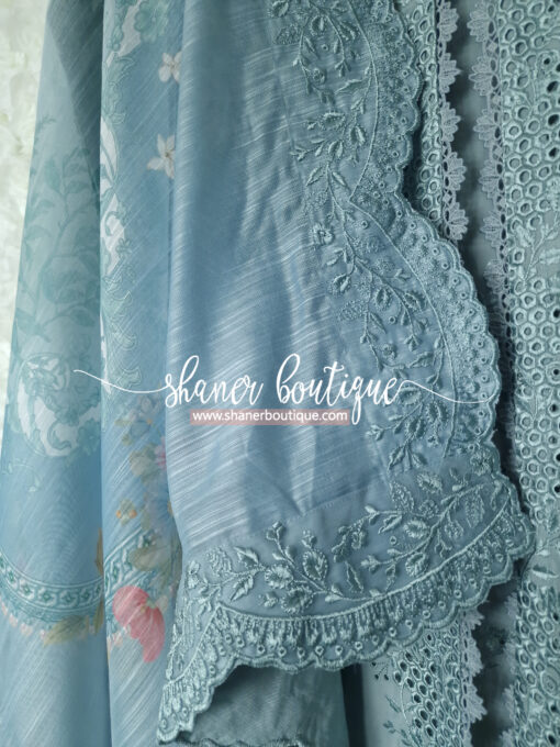 Zaib 3pc suit (SONA 1: OCEAN MIST LUXURY LAWN EMBROIDERED SET) - Image 6