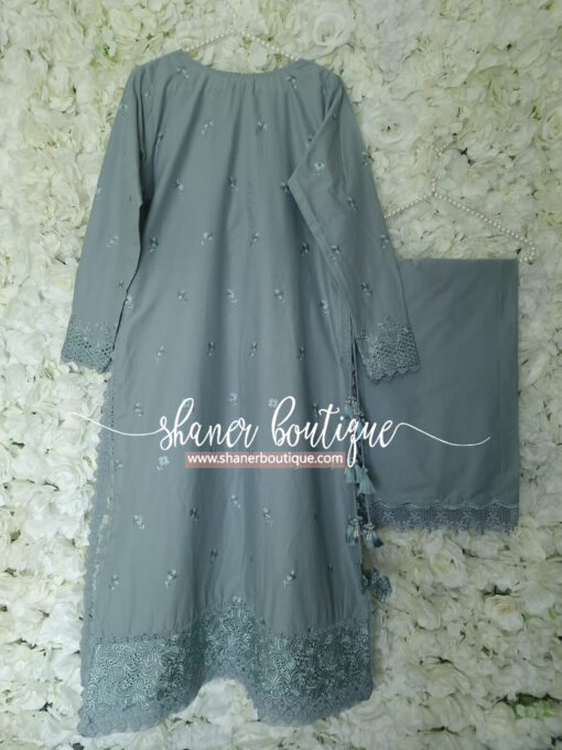 Zaib 3pc suit (SONA 1: OCEAN MIST LUXURY LAWN EMBROIDERED SET) - Image 4