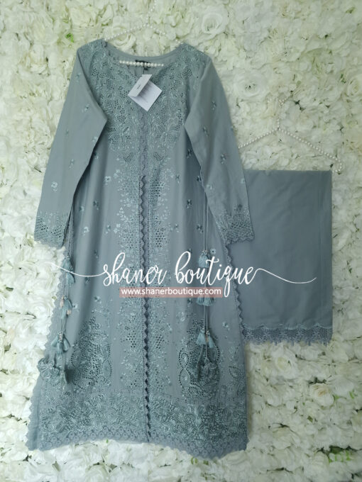 Zaib 3pc suit (SONA 1: OCEAN MIST LUXURY LAWN EMBROIDERED SET) - Image 3