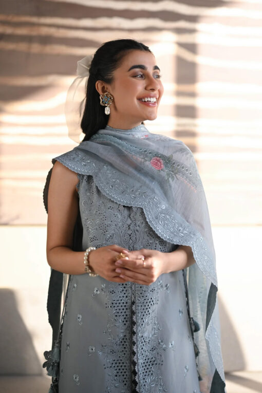 Zaib 3pc suit (SONA 1: OCEAN MIST LUXURY LAWN EMBROIDERED SET) - Image 13
