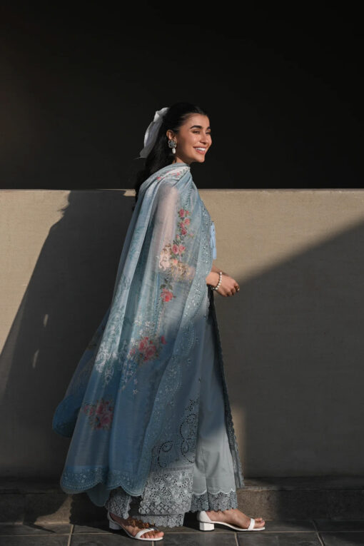 Zaib 3pc suit (SONA 1: OCEAN MIST LUXURY LAWN EMBROIDERED SET) - Image 15