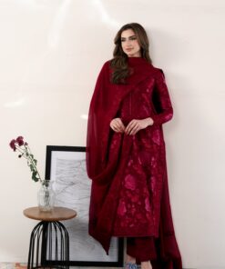 Zaib 3pc suit (MAROON LUXURY EMBROIDERED LAWN 3PCS SET)